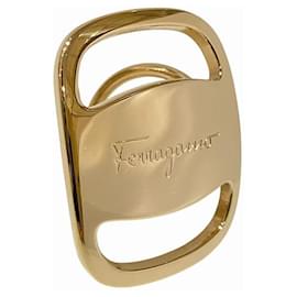 Salvatore Ferragamo-Salvatore Ferragamo Vara Scarf Ring-Golden