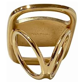 Salvatore Ferragamo-Salvatore Ferragamo Vara Scarf Ring-Golden