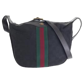 Gucci-Gucci GG Canvas/Leather Old Gucci Sheline Shoulder Bag 10 2 3840-Black,Other