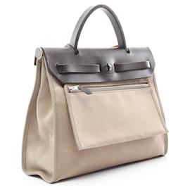 Hermès-Hermes Herbag Zip Toile Officier Vache Hunter Handbag-Brown,Beige