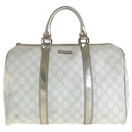 Gucci-Gucci GG Supreme Canvas/Leather Boston Bag 193603-White,Golden