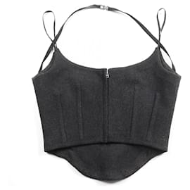 Gucci-Gucci BATAVIA WOOL STRAPPY TOP Wool Top-Black