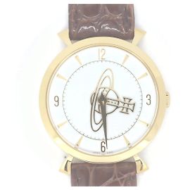Relógio Clássico de Aço Inoxidável Vivienne Westwood Marrom