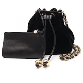 Chanel-Chanel Coco Mark Fabric Leather Shoulder Bag-Black
