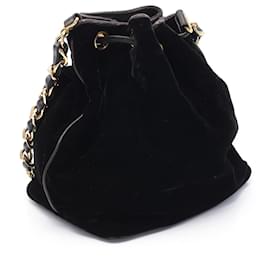 Chanel-Chanel Coco Mark Fabric Leather Shoulder Bag-Black