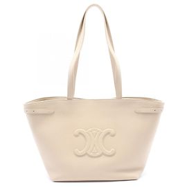 Céline Celine Cuir Triomphe Medium Anais Tote Bag Leder 116853ENY02PA Weiß Roh