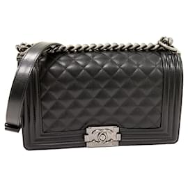 Chanel-Chanel Caviar Skin Boy Chanel 2way Shoulder Bag A67086-Black