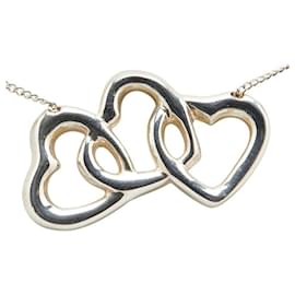 Tiffany & Co-Tiffany Triple Heart SV925 Necklace-Silvery