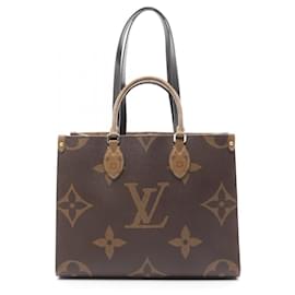 Louis Vuitton-Louis Vuitton OnTheGo MM Monogram Leather Tote Bag-Brown,Beige