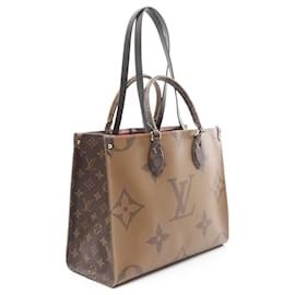 Louis Vuitton-Louis Vuitton OnTheGo MM Monogram Leather Tote Bag-Brown,Beige