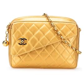 Chanel-Chanel Matelasse Lambskin Chain Shoulder Bag-Golden