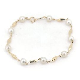 Pulsera de Perlas Mikimoto Au750 Dorado