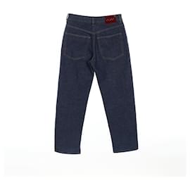 Gucci-Gucci GUCCI Label Cotton Denim Pants-Blue,Navy blue