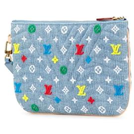 Louis Vuitton-Louis Vuitton New Wave Monogram Denim Leather Shoulder Bag-Blue,Other