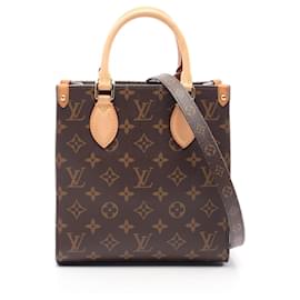 Louis Vuitton-Louis Vuitton Sac Plat BB PVC Coated Canvas Handbag-Brown,Bronze