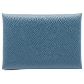 Hermès-Hermes Calvi Duo Epsom Leather Coin Case-Green