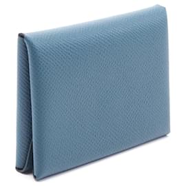 Hermès-Hermes Calvi Duo Epsom Leather Coin Case-Green