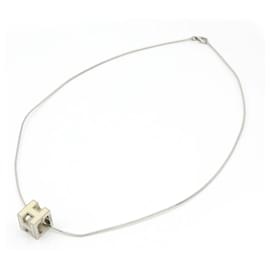 Hermès-Hermes Metal H Cube Necklace-White