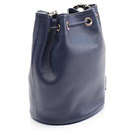 Chanel-Chanel Deauville Grained Calfskin Shoulder Bag-Blue,Navy blue