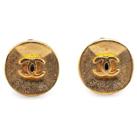 Chanel-Chanel Gold Plated Coco Mark Vintage Earrings 93A-Golden