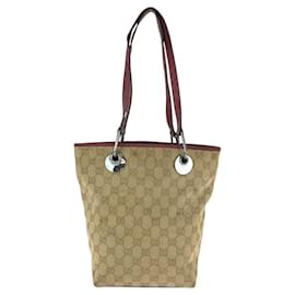 Gucci-Gucci GG Canvas Tote Bag 120840-Red,Beige,Other
