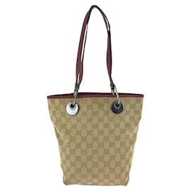 Gucci-Gucci GG Canvas Tote Bag 120840-Red,Beige,Other