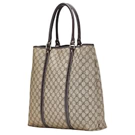 Gucci-Gucci GG Supreme PVC Tote Bag-Brown,Beige