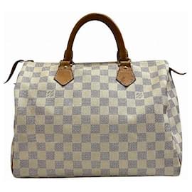 Louis Vuitton-Louis Vuitton Speedy30 Damier Azur Handbag-White
