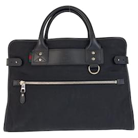 Gucci-Gucci Nylon/Leather Sherry Line Briefcase 246410-Black