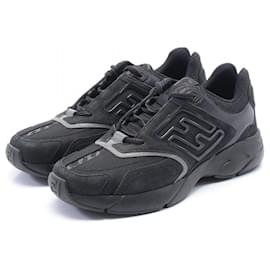 Fendi-Fendi FASTER Leather Fabric Sneakers-Black