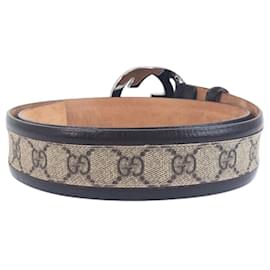 Gucci-Gucci Interlocking GG Supreme Canvas Leather Belt-Brown