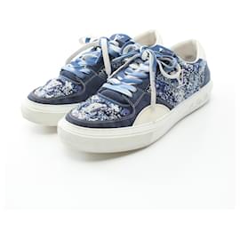 Louis Vuitton-Louis Vuitton LV Ollie Line Suede Leather Fabric Sneakers-Blue,Other