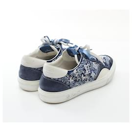 Louis Vuitton-Louis Vuitton LV Ollie Line Suede Leather Fabric Sneakers-Blue,Other
