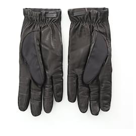 Prada-Prada Gloves Nylon Lamb Leather Gloves-Black