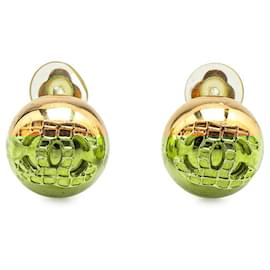 Chanel-Chanel Gold Plated Coco Mark Earrings-Golden