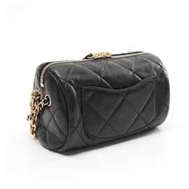 Chanel-Chanel Mini Bowling Bag Lambskin Shoulder Bag-Black