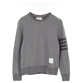 Thom Browne-Thom Browne Classic Loopback 4BAR Cotton Sweatshirt-Grey