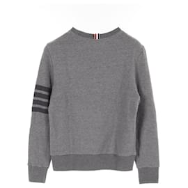 Thom Browne-Thom Browne Classic Loopback 4BAR Cotton Sweatshirt-Grey