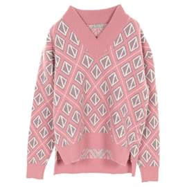 Dior-Dior CD Diamond Wool Cashmere Knit-Pink,White,Purple