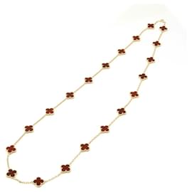 Van Cleef & Arpels-Van Cleef & Arpels 18K Yellow Gold Carnelian Vintage Alhambra Long Necklace VCARD39800-Golden