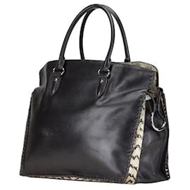 Loewe-Loewe Amazona Stitch Python Leather Handbag-Brown,Black,White