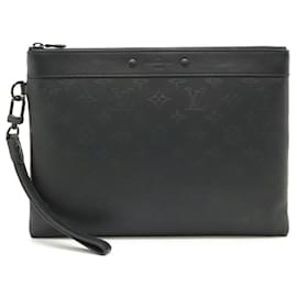 Louis Vuitton-Louis Vuitton Pochette To Go Monogram Shadow Clutch Bag-Black