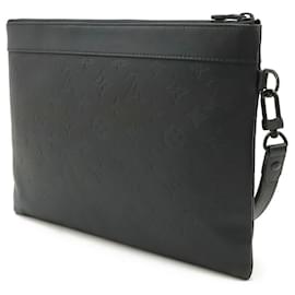 Louis Vuitton-Louis Vuitton Pochette To Go Monogram Shadow Clutch Bag-Black