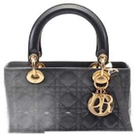 Dior-Dior LADY DIOR Leather Handbag-Black