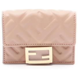 Fendi-Fendi Micro Trifold Wallet Leather Wallet-Pink
