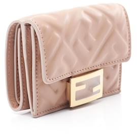 Fendi-Fendi Micro Trifold Wallet Leather Wallet-Pink