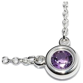 Tiffany & Co-Tiffany & Co. Silver 925 By the Yard Pendant Necklace Amethyst 0.14ct-Silvery