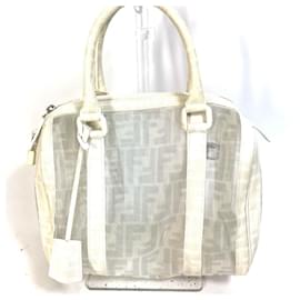 Fendi-Fendi Zucca Mesh Mini Boston Bag-White