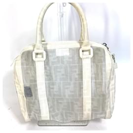Fendi-Fendi Zucca Mesh Mini Boston Bag-White