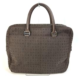 Bulgari-Bvlgari Logomania Handbag Briefcase-Brown,Orange
